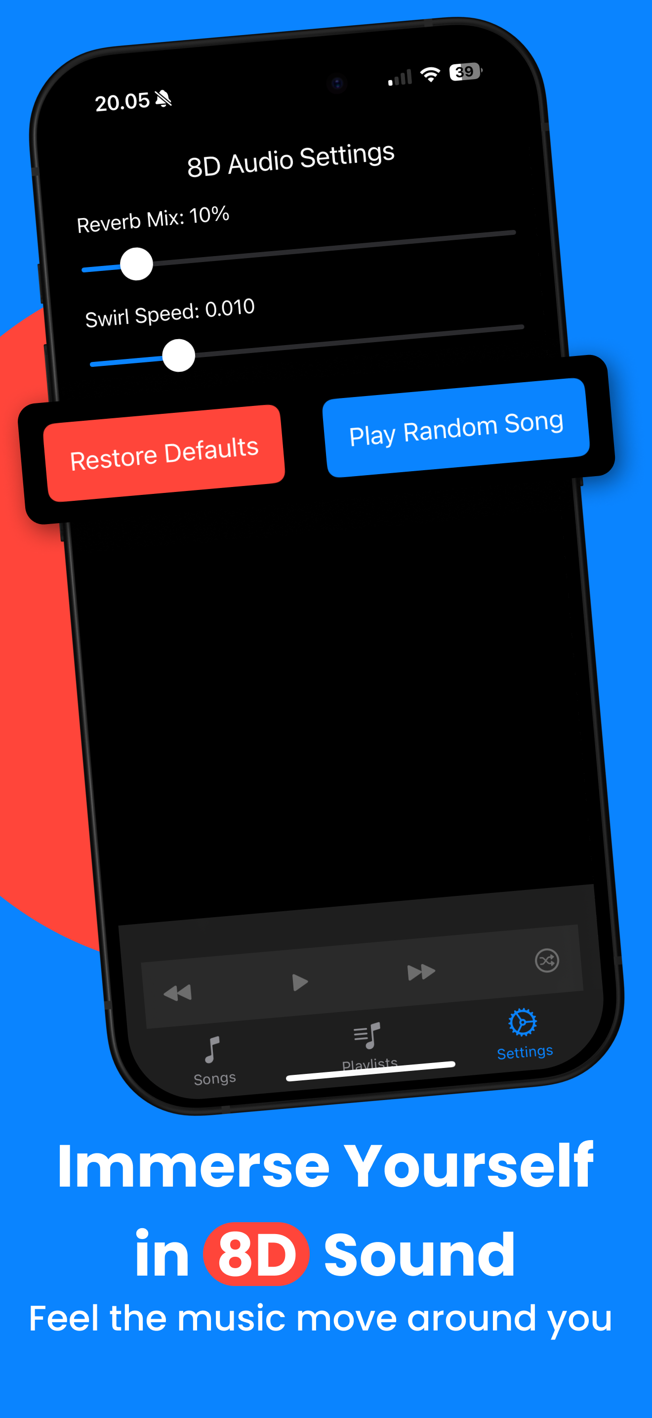 8D Audio Player — Playlists